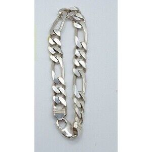 Men's 925 Silver Italy Figaro Link Bracelet... 8" Long, 1.4 oz of Silver.